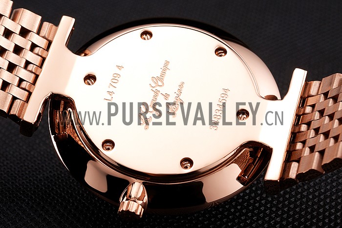 Swiss Longines Grande Classique White Dial Roman Numerals Rose Gold Case And Bracelet