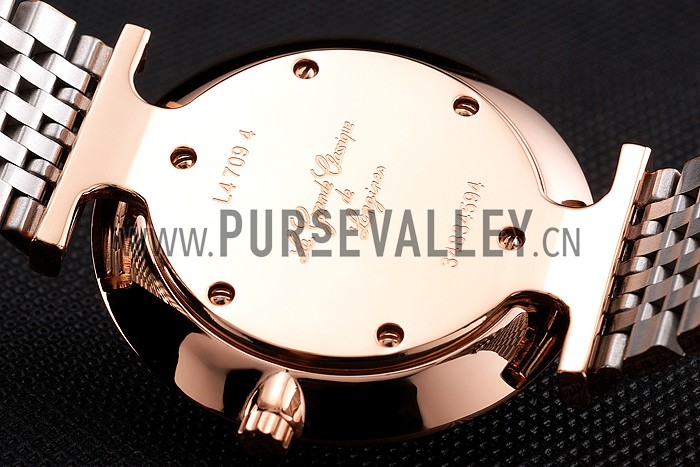 Swiss Longines Grande Classique White Dial Roman Numerals Rose Gold Case Two Tone Bracelet