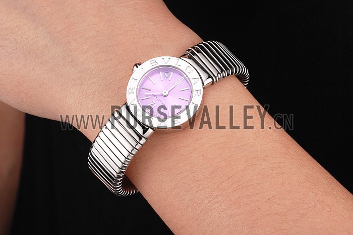 Bvlgari Bvlgari Lilac Dial Stainless Steel Case And Tubogas Bracelet