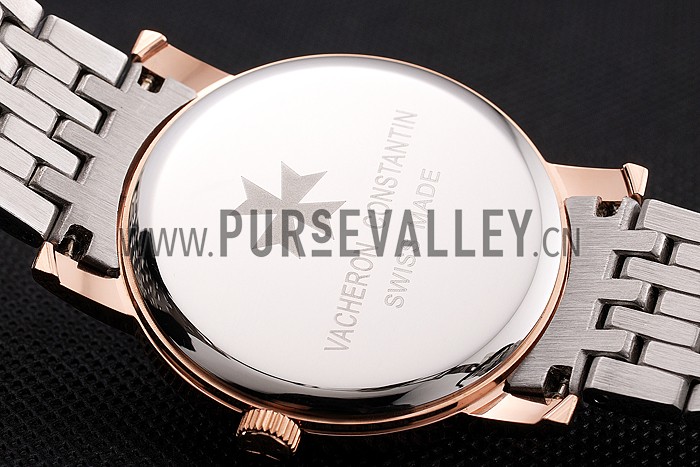 Vacheron Constantin Fine Black Dial Rose Gold Case Two Tone Bracelet
