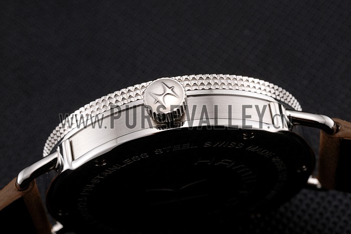 Hamilton Navy Pioneer Black Dial Stainless Steel Case Light Brown Leather Strap