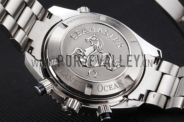 Swiss Omega Seamaster Chronograph Black Dial Black Bezel Stainless Steel Case And Bracelet