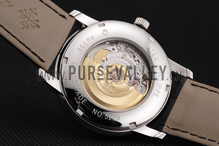 Swiss Patek Philippe Multi-Scale Chronograph White Dial Stainless Steel Case Black Leather Strap