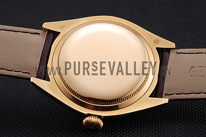 Rolex Cellini White Dial Gold Case Brown Leather Strap 622833