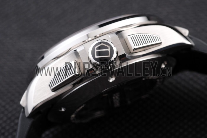 Tag Heuer Swiss Carrera Tachymeter Bezel Perforated Black Rubber Strap White Dial
