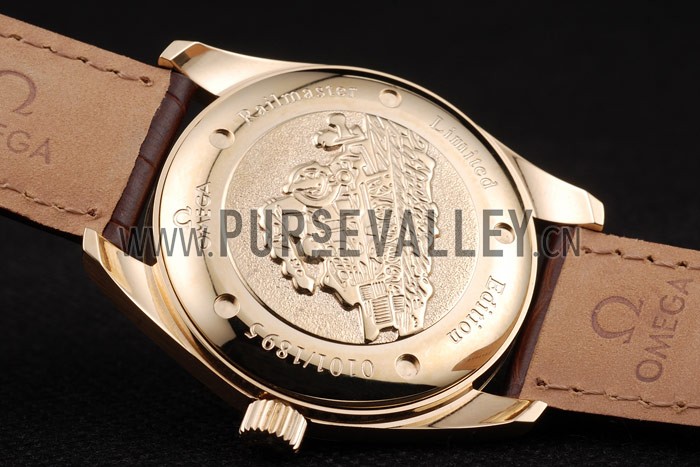 Omega Swiss Seamaster Aqua Terra Brown Strap White Striped Dial