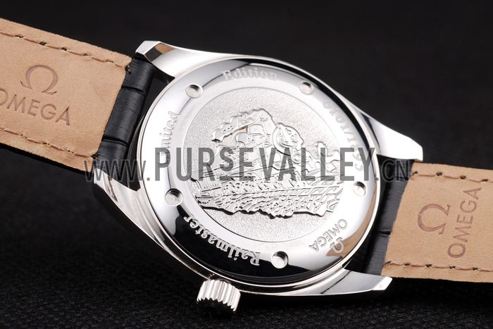 Omega Swiss Seamaster Railmaster Black Strap Black Striped Dial