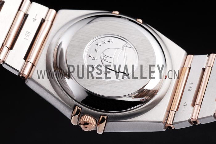 Omega Swiss Constellation Jewelry Rose Gold Case Radial Emblem White Dial