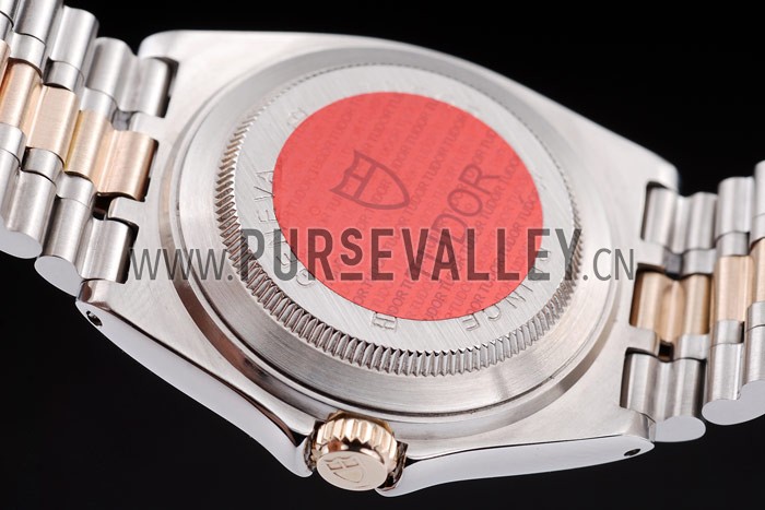 Tudor Swiss Classic Prince Date Stainless Steel Case Rose Gold Ribbed Bezel Gold Dial