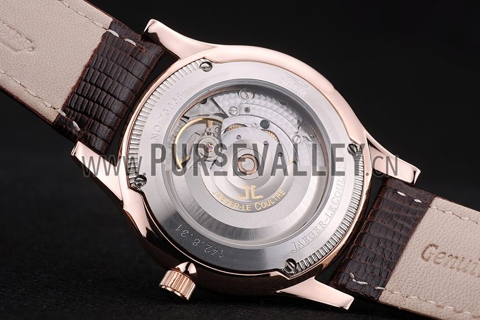 Jaeger Le Coultre Swiss Master Control Rose Gold Bezel Brown Leather Strap 7590