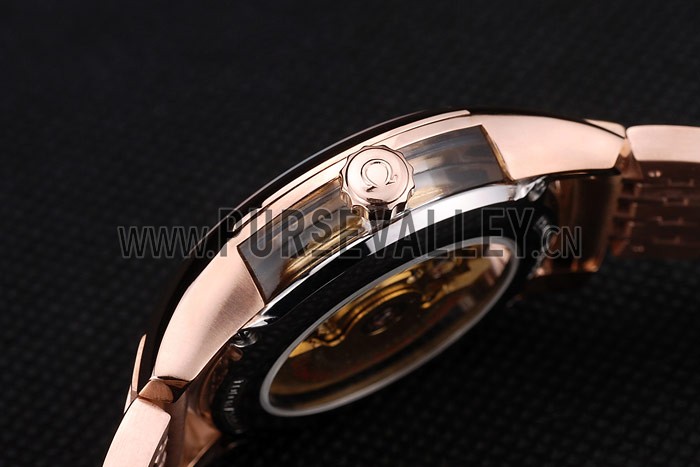 Omega Swiss DeVille Rose Gold Bezel Roman Numbers Brown Dial 7610