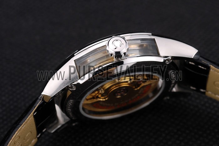 Omega Swiss DeVille Stainless Steel Bezel Black Leather Strap 7620