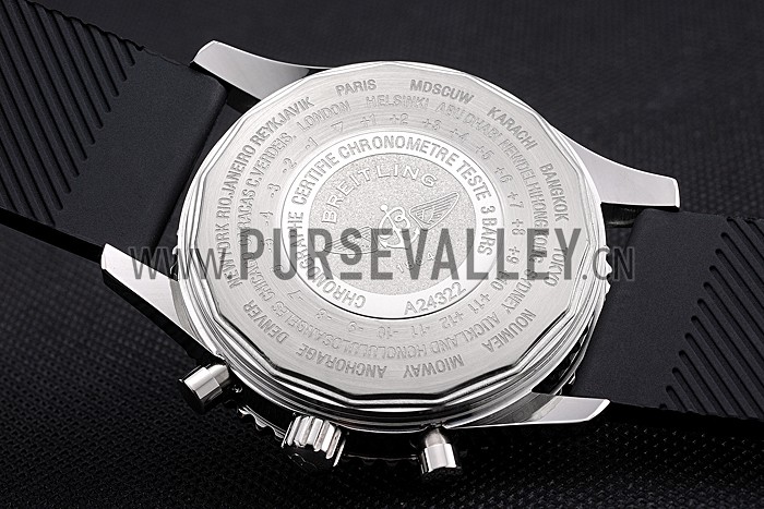 Breitling Certifie Black Rubber Strap Black Dial Chronograph 80182