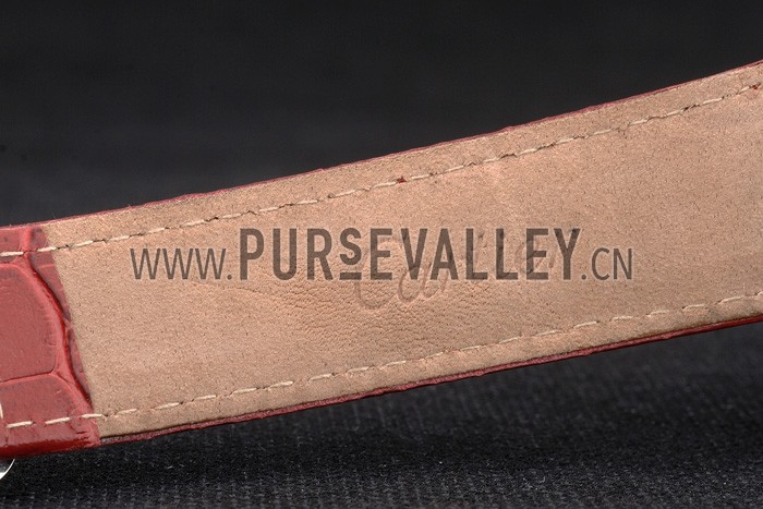 Cartier Ballon Bleu 42mm Brown Dial Stainless Steel Case Red Leather Bracelet