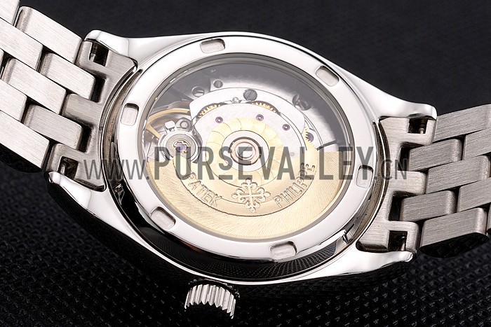 Swiss Patek Philippe Calatrava White Dial Diamond Bezel Stainless Steel Case And Bracelet