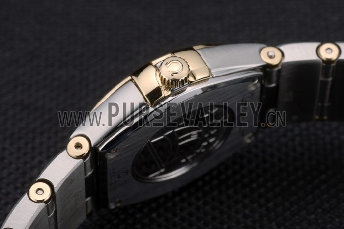 Swiss Lady Omega Constellation Stainless Steel Bracelet Golden Dial 80292