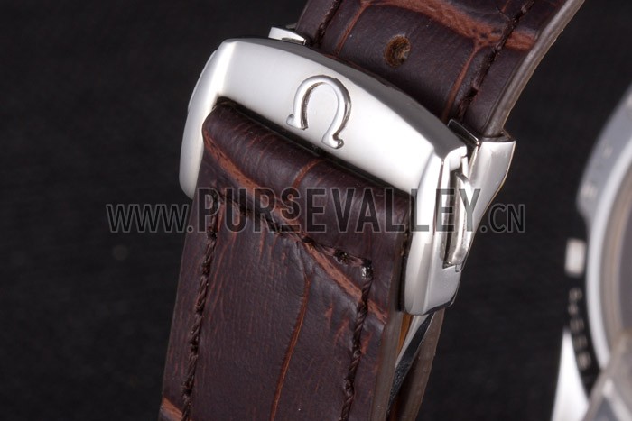 Omega Seamaster Silver Bezel with White Dial and Brown Leather Band 621573