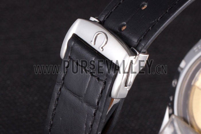 Omega Seamaster Black Dial with Black Leather Band 621574