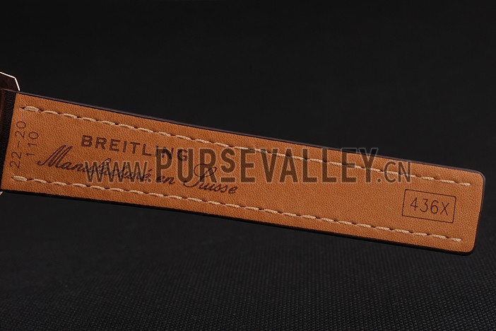 Swiss Breitling Navitimer 01 White Dial Black Subdials Rose Gold Case Brown Leather Strap