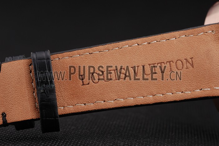 Louis Vuitton Tambour LV Cup Regate Black and White Dial Rose Gold Case Black Leather Strap
