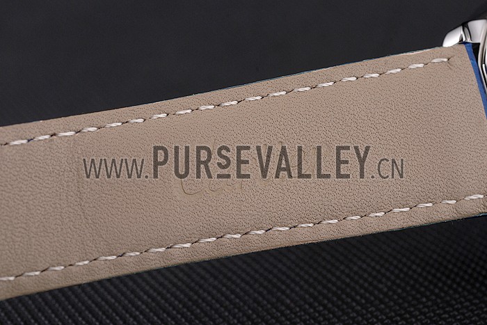 Cartier Ronde Louis Cartier Blue Dial Stainless Steel Case Blue Leather Strap