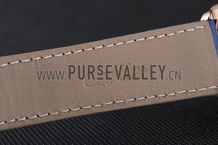 Cartier Ronde Louis Cartier Blue Dial Gold Case Diamond Bezel Blue Leather Strap