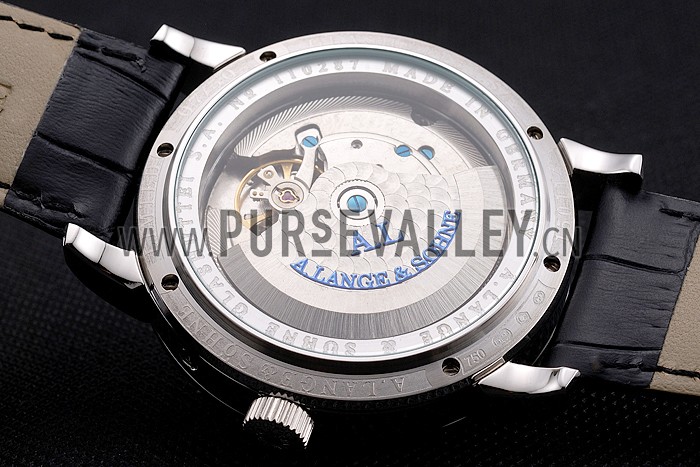 A. Lange & Sohne Lange 1 White Dial Stainless Steel Case Black Leather Strap