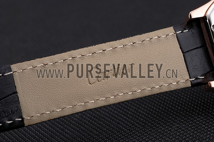 Cartier Tortue Perpetual Calendar White Dial Gold Case Black Leather Strap