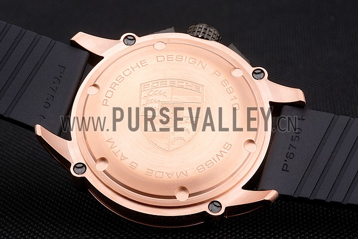 Porsche Design Indicator White Dial Gold Case Black Bezel Black Rubber Strap