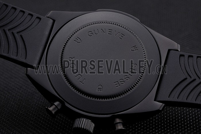 Tudor Fastrider Black Shield Black Dial Gold Markings Black Case Black Rubber Strap