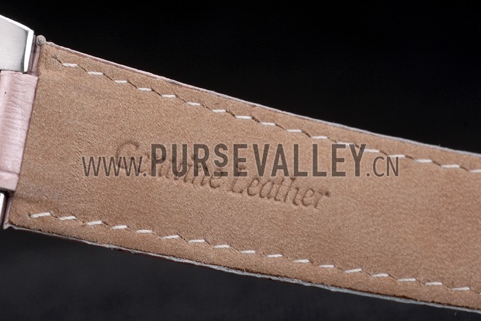 Cartier Ballon Bleu 38mm White Dial Stainless Steel Case Pink Leather Bracelet