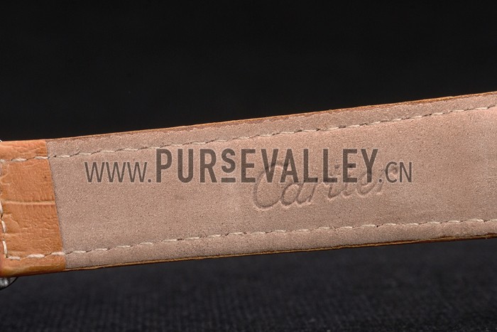 Cartier Ballon Bleu 42mm White Dial Stainless Steel Case Light Brown Leather Bracelet