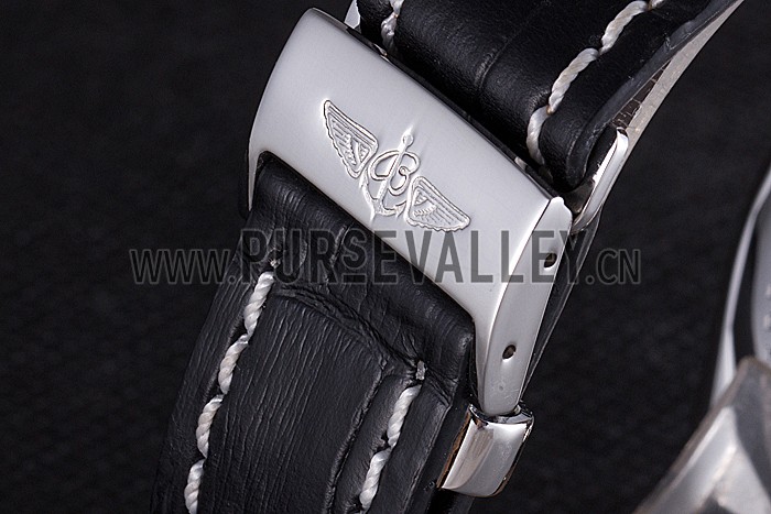 Swiss Breitling Chronomat Blue Dial with Black Leather Strap 621521