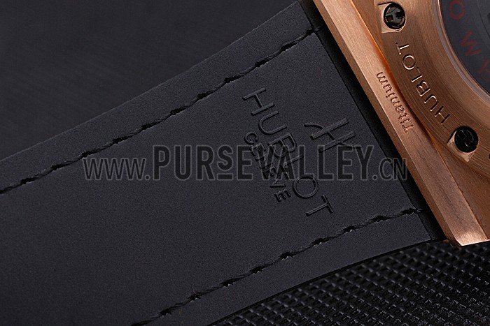 Swiss Hublot Big Bang Limited Edition Formula 1 India Black Dial Gold Case Black Leather Strap 62288