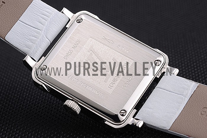 Louis Vuitton Emprise White Dial Stainless Steel Case With Jewels White Leather Strap 622790