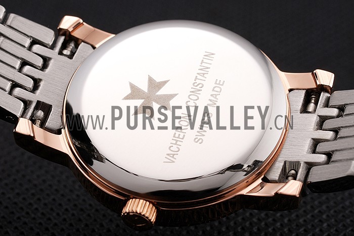 Vacheron Constantin Fine Black Dial With Diamonds Rose Gold Case Two Tone Bracelet