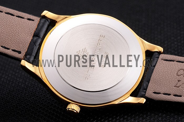 Patek Philippe Calatrava Gold Dial And Case Gold Case Black Leather Strap