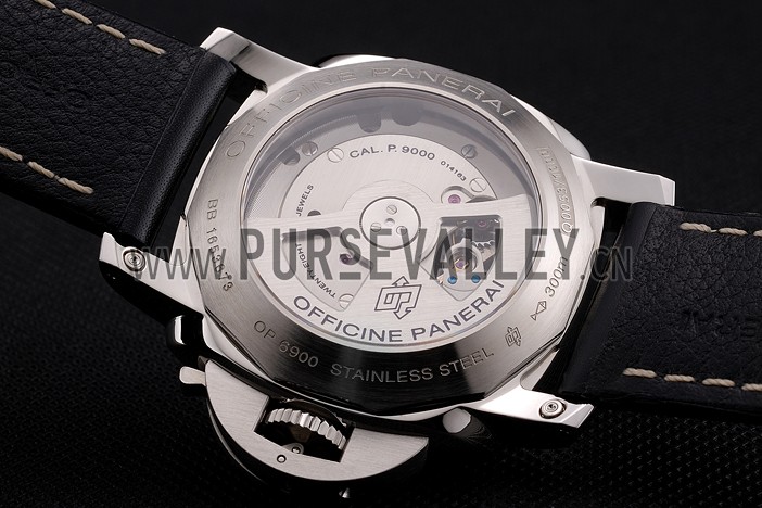 Swiss Panerai Luminor Marina 3 Days White Dial Stainless Steel Case Black Leather Strap