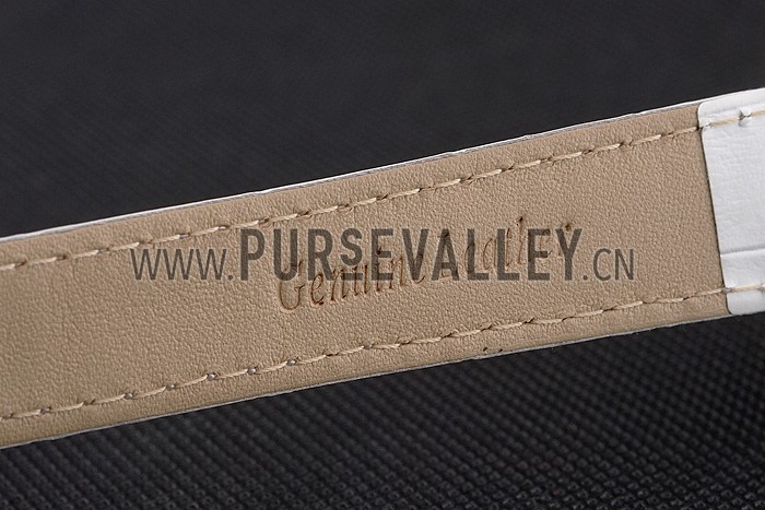 Omega Speedmaster White Dial Rose Gold Case Diamond Bezel White Leather Strap