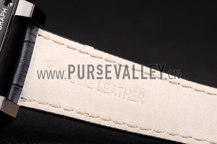 Tag Heuer Swiss Monaco Black Leather Strap Blue-Yellow Striped Black Dial