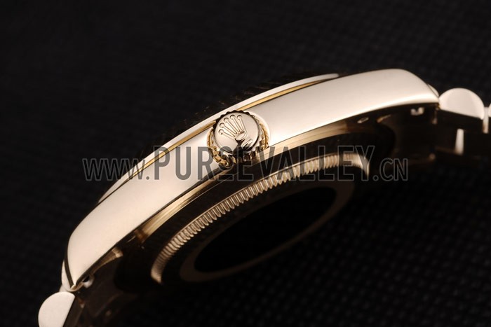 Rolex Swiss DayDate Gold Stainless Steel Ribbed Bezel Black Dial 41998