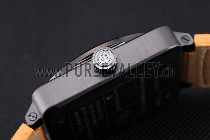 Bell and Ross BR 01-92 Black Dial Black Case Brown Leather Strap