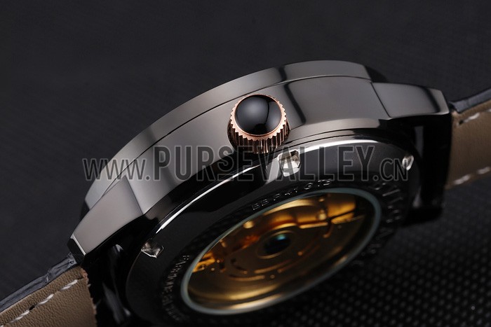 Bvlgari Novelties Black Dial Black Case Black Leather Strap