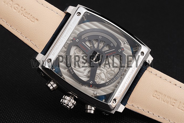 Tag Heuer Monaco 24 Calibre 36 Chronograph Blue And Grey Stripes Dial Blue Leather Strap 622273