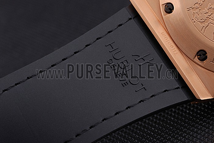 Swiss Hublot Big Bang Limited Edition Black And Red Dial Gold Case Black Leather Strap 62289