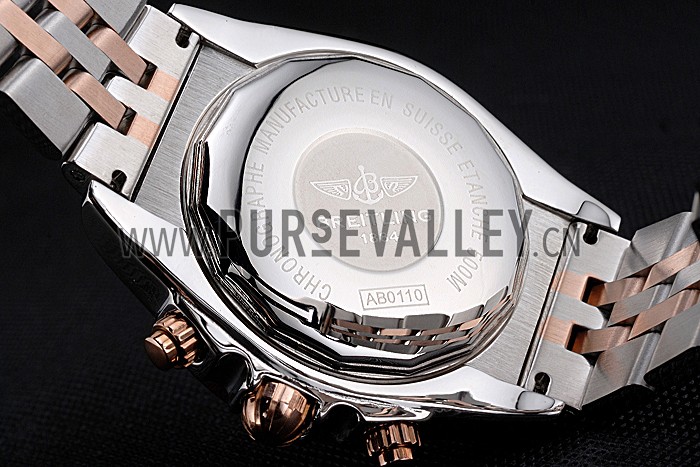Breitling Chronomat White Dial Rose Gold Bezel And Subdials Stainless Steel Case Two Tone Bracelet