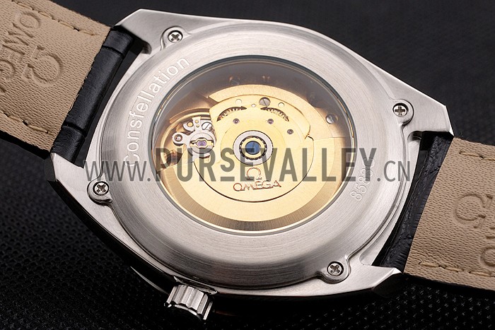 Omega Globemaster Blue Dial Stainless Steel Case Black Leather Strap