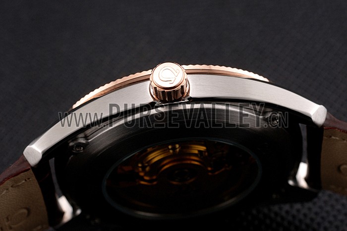 Omega Globemaster Silver Dial Rose Gold Bezel Stainless Steel Case Brown Leather Strap