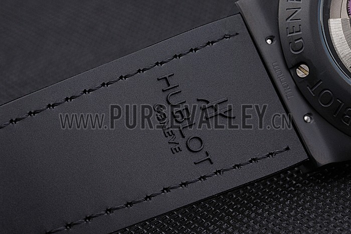 Hublot Classic Fusion Diamond Skull Dial Black Steel Case Black Leather Strap 622815