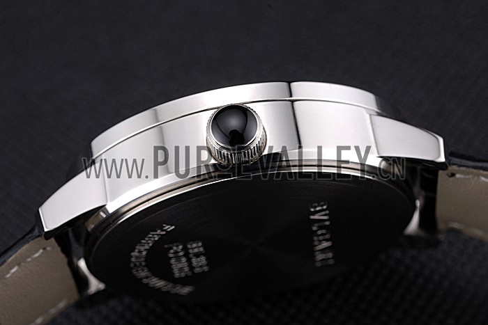 Bvlgari Solotempo Black Dial Stainless Steel Case Black Leather Strap 622738